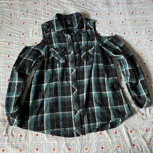 Torrid, cold shoulder button up